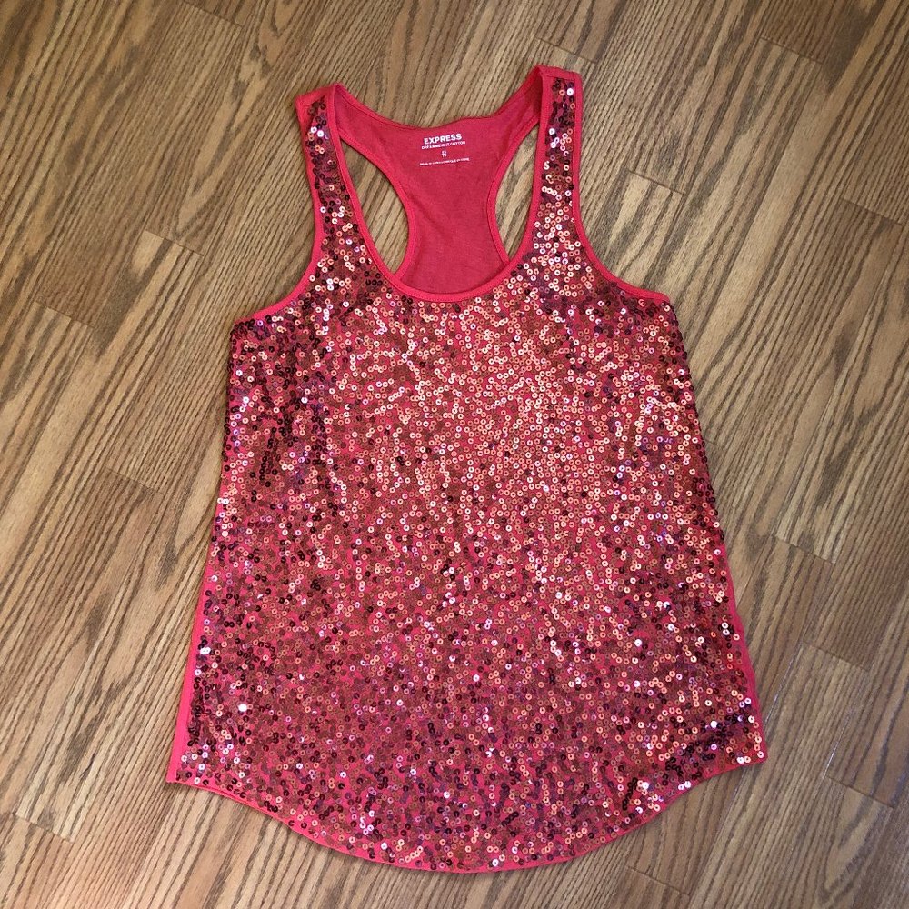 Pink Sequin Tank Top